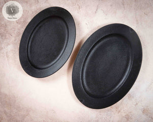 Textured Black Matte Ceramics - Oval Plate