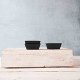 Textured Black Matte Ceramics – Mini Square Bowls(Set of 3)